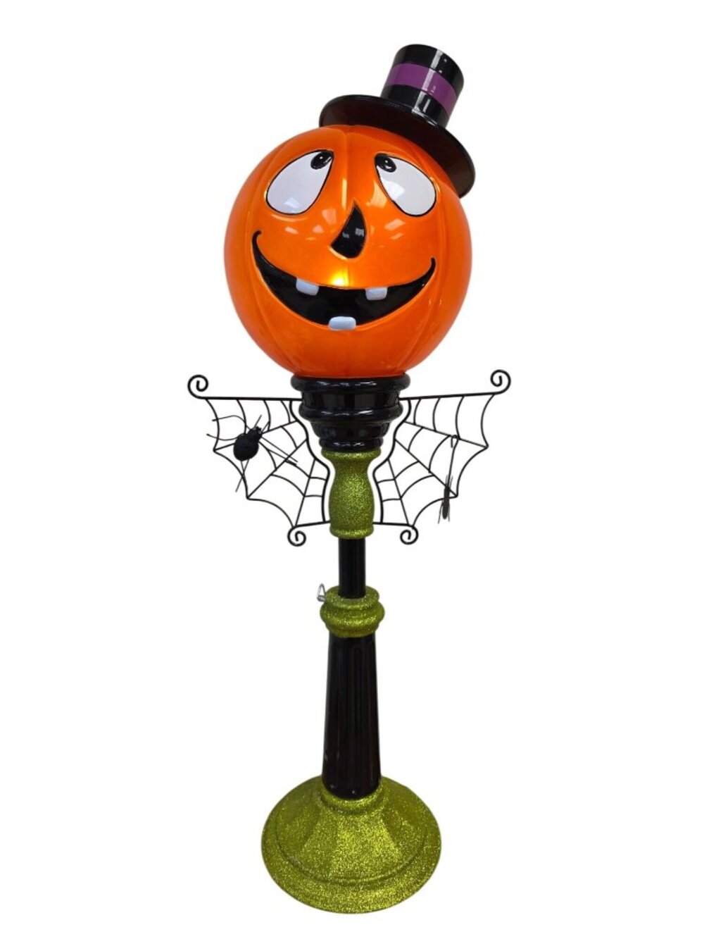 Cracker Barrel Lighted Pumpkin Jack-O-Lantern Street Light Post Halloween Decor
